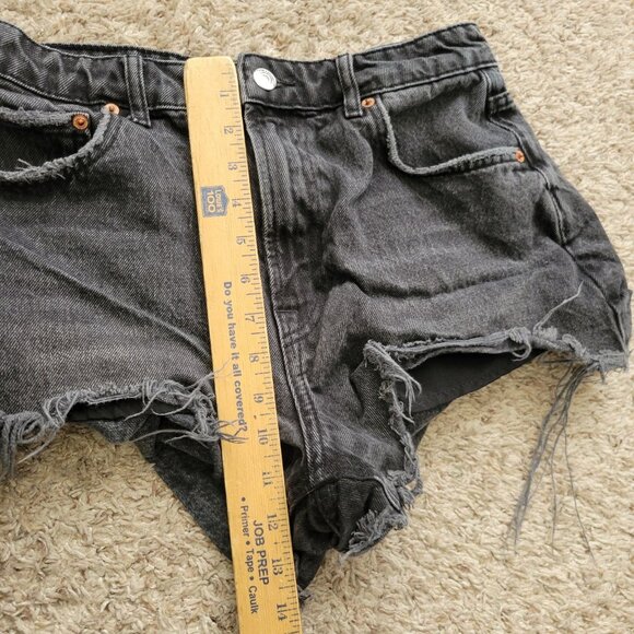 Zara Shorts Womens 8 Black Denim High-Waisted Denim Distressed - Picture 5 of 7